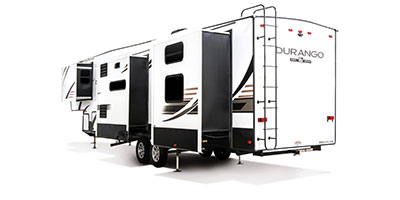 2020 KZ RV Durango D348BHF Fifth Wheel Exterior Rear 3-4 Off Door Side with Slide Out