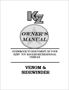2018 KZ RV Venom & Sidewinder Owners Manual