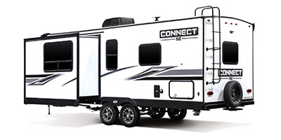 2023 KZ RV Connect SE C221FKKSE Travel Trailer Exterior Rear 3-4 Off Door Side with Slide Out