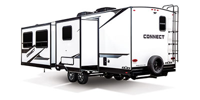2024 KZ RV Connect C282FKK Travel Trailer Exterior Rear 3-4 Off Door Side with Slides Out