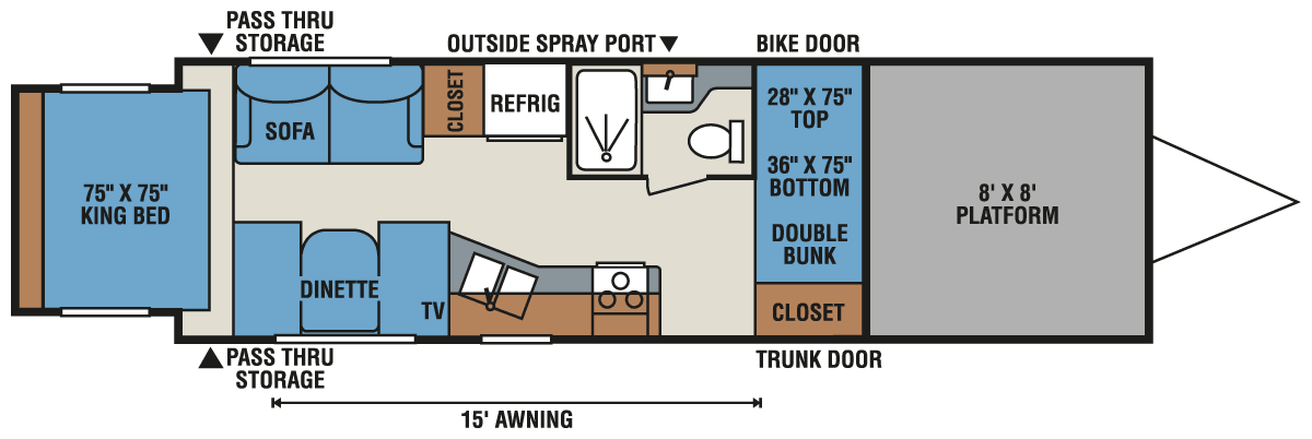 2016 KZ RV MXT CRC210KS Travel Trailer Toy Hauler Floorplan