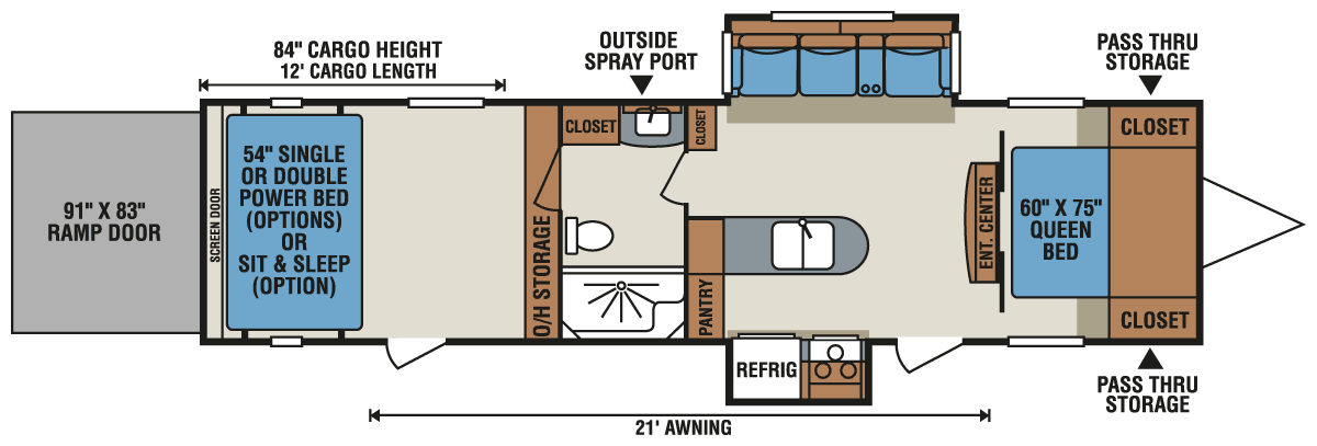 2016 KZ RV MXT MXT3192 Travel Trailer Toy Hauler Floorplan