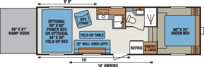 2016 KZ RV Sportsmen Sportster 265TH Fifth Wheel Toy Hauler Floorplan
