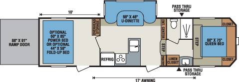 2016 KZ RV Sportsmen Sportster 305TH Fifth Wheel Toy Hauler Floorplan