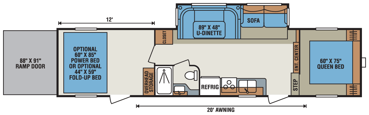 2016 KZ RV Sportsmen Sportster 315TH12 Fifth Wheel Toy Hauler Floorplan
