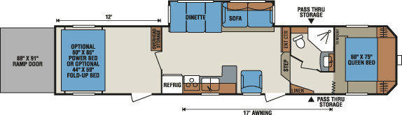 2016 KZ RV Sportsmen Sportster 365TH12 Fifth Wheel Toy Hauler Floorplan