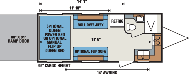 2016 KZ RV Sportsmen Sportster 229TH Travel Trailer Toy Hauler Floorplan