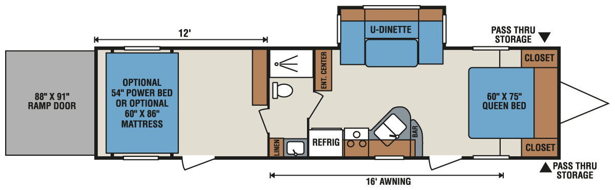 2016 KZ RV Sportsmen Sportster 30TH12 Travel Trailer Toy Hauler Floorplan