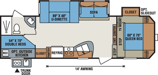 2016 KZ RV Sportsmen S266BH Closet Slideout Option Fifth Wheel Floorplan