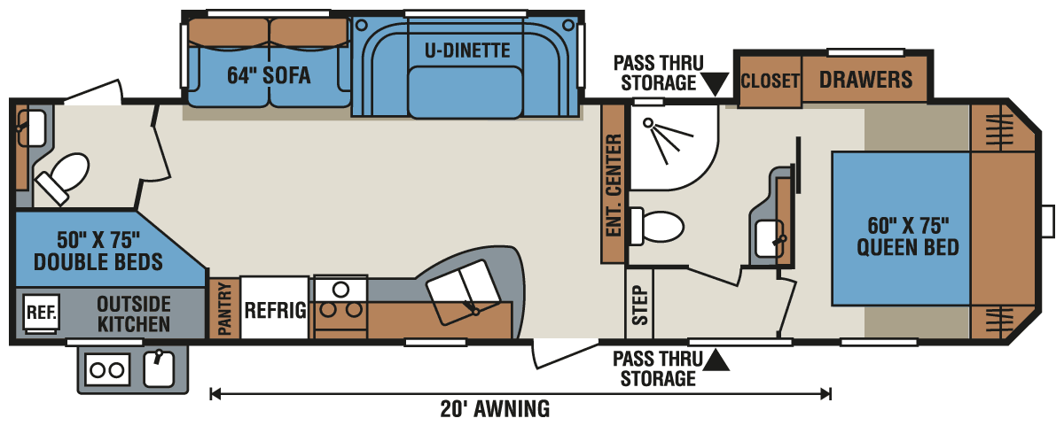 2016 KZ RV Sportsmen S325BHK Fifth Wheel Floorplan