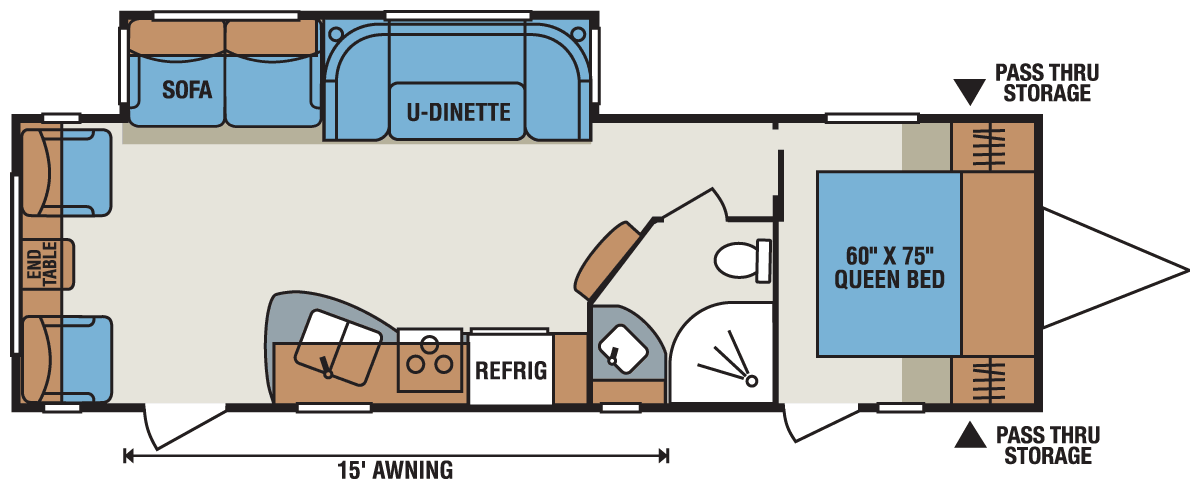 2016 KZ RV Sportsmen S290RL Travel Trailer Floorplan