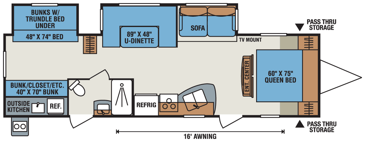 2016 KZ RV Sportsmen S322BHK Travel Trailer Floorplan