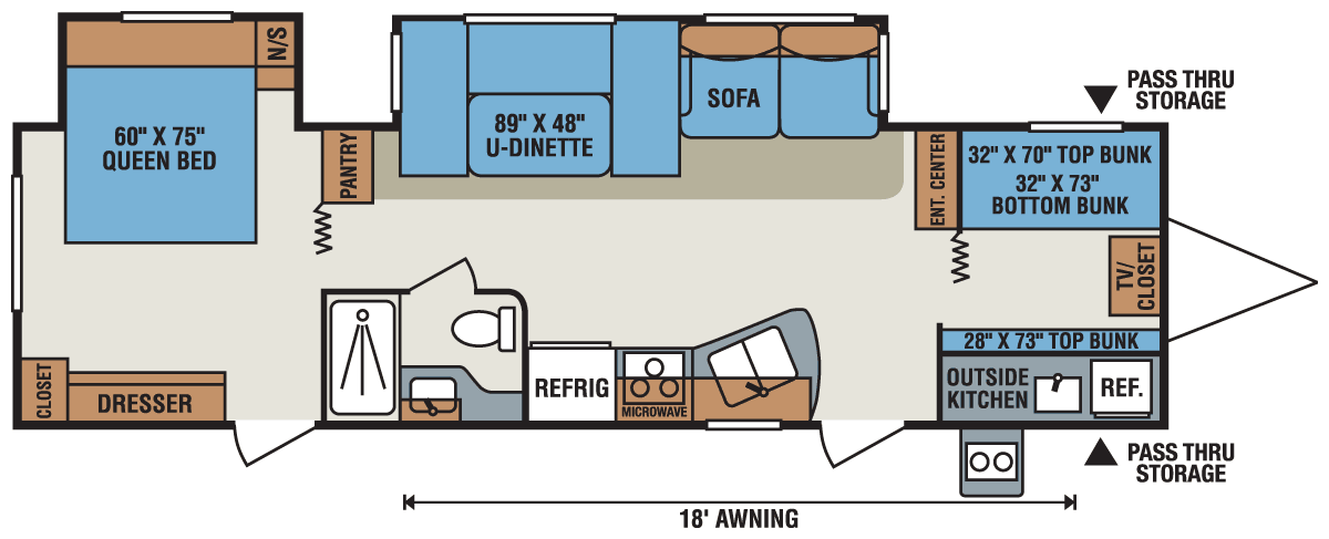 2016 KZ RV Sportsmen S330BHK Travel Trailer Floorplan
