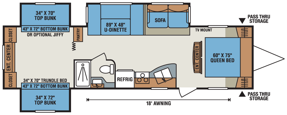 2016 KZ RV Sportsmen S331BH Travel Trailer Floorplan