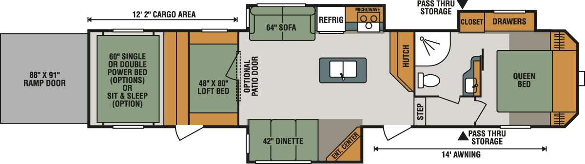 2017 KZ RV Sportster 373TH12 Fifth Wheel Toy Hauler Floorplan