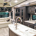 2018 KZ RV Durango D325RLT Fifth Wheel Entertainment Center in Travertine Decor