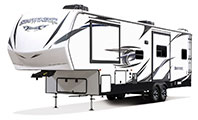 2018 KZ RV Sidewinder 3517DK Fifth Wheel Toy Hauler Exterior Front 3-4 Off Door Side