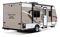 2018 KZ RV Sportsmen Classic 180QB Travel Trailer Exterior Rear 3-4 Door Side