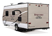 2018 KZ RV Sportsmen Classic 180QB Travel Trailer Exterior Rear 3-4 Off Door Side