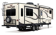 2018 KZ RV Sportsmen 293RL Fifth Wheel Exterior Rear 3-4 Door Side