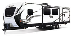 2018 KZ RV Spree S333BHK Travel Trailer Exterior Front 3-4 Off Door Side