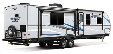 2019 KZ RV Connect C313RK Travel Trailer Exterior Rear 3-4 Door Side