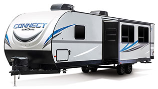 2019 KZ RV Connect C332BHK Travel Trailer Exterior Front 3-4 Off Door Side with Slide Out