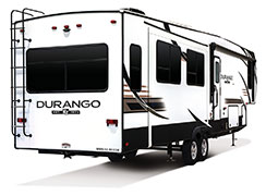 2019 KZ RV Durango D333RLT Fifth Wheel Exterior Rear 3-4 Door Side