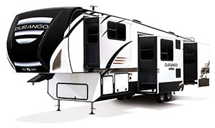 2019 KZ RV Durango D342FLQ Fifth Wheel Exterior Front 3-4 Off Door Side with Slide Out
