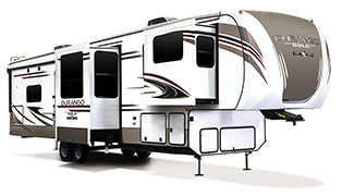 2019 KZ RV Durango Gold G385FLF Fifth Wheel Exterior Front 3-4 Door Side with Slide Out