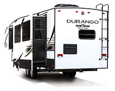2019 KZ RV Durango Half-Ton D256RKT Fifth Wheel Exterior Rear 3-4 Off Door Side Slide Out