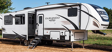 2019 KZ RV Durango Half-Ton D283RLT Fifth Wheel Exterior Front 3-4 Door Side Slide Out