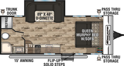 2019 KZ RV Escape E201RB Murphy Bed Option Travel Trailer Floorplan