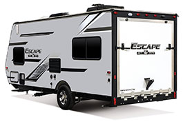 2019 KZ RV Escape E180TH Travel Trailer Toy Hauler Exterior Rear 3-4 Off Door Side