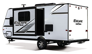 2019 KZ RV Escape E181RB Travel Trailer Exterior Rear 3-4 Off Door Side with Slide Out