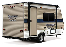 2019 KZ RV Sportsmen Classic SE 130RBSE Travel Trailer Exterior Rear 3-4 Door Side