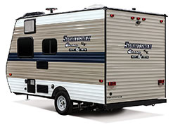 2019 KZ RV Sportsmen Classic SE 130RBSE Travel Trailer Exterior Rear 3-4 Off Door Side
