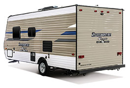 2019 KZ RV Sportsmen Classic 160QB Travel Trailer Exterior Rear 3-4 Off Door Side