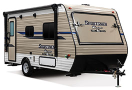 2019 KZ RV Sportsmen Classic 160RBT Travel Trailer Exterior Front 3-4 Door Side