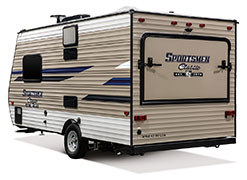 2019 KZ RV Sportsmen Classic 160RBT Travel Trailer Exterior Rear 3-4 Off Door Side