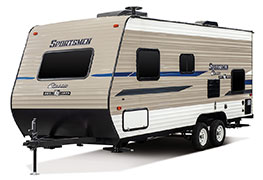 2019 KZ RV Sportsmen Classic 190BH Travel Trailer Exterior Front 3-4 Off Door Side