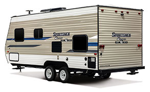 2019 KZ RV Sportsmen Classic 190BH Travel Trailer Exterior Rear 3-4 Off Door Side