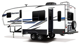 2019 KZ RV Sportsmen 251RL Fifth Wheel Exterior Rear 3-4 Off Door Side Slide Out