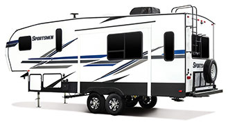 2019 KZ RV Sportsmen 251RL Fifth Wheel Exterior Rear 3-4 Off Door Side