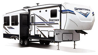 2019 KZ RV Sportsmen 303RL Fifth Wheel Exterior Front 3-4 Door Side Slide Out