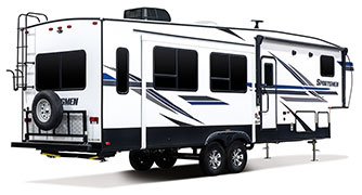 2019 KZ RV Sportsmen 303RL Fifth Wheel Exterior Rear 3-4 Door Side