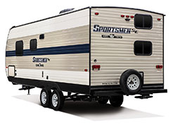 2019 KZ RV Sportsmen SE 230BHSE Travel Trailer Exterior Rear 3-4 Off Door Side