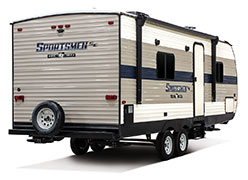 2019 KZ RV Sportsmen SE 240FBSE Travel Trailer Exterior Rear 3-4 Door Side