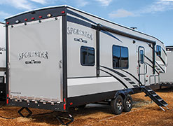 2019 KZ RV Sportster 280TH Fifth Wheel Toy Hauler Exterior Rear 3-4 Door Side