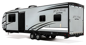 2019 KZ RV Sportster 321THR13 Travel Trailer Toy Hauler Exterior Rear 3-4 Off Door Side with Slide Out